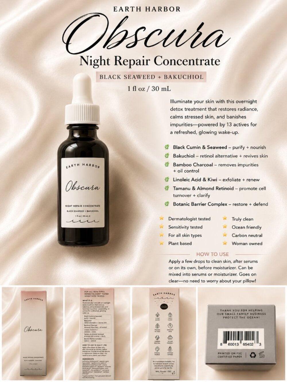 Earth Harbor Obscura Night Repair Concentrate Black Seaweed + Bakuchiol